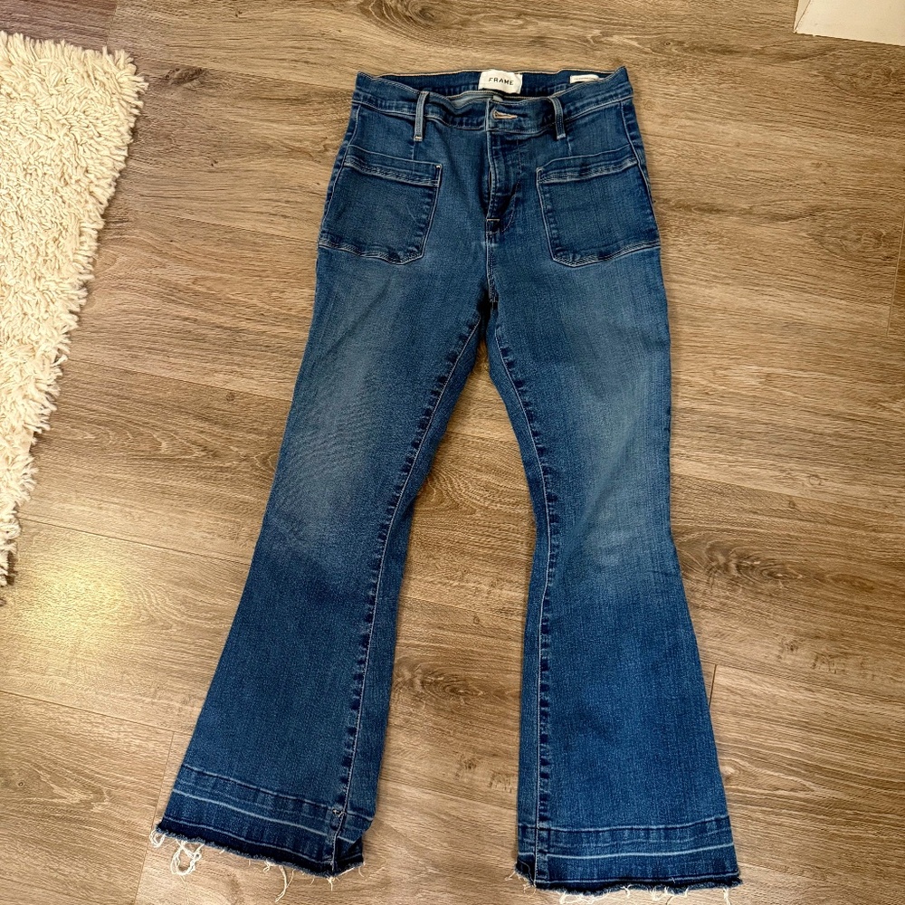 Frame Denim Le Bardot Crop Flare Jeans 26